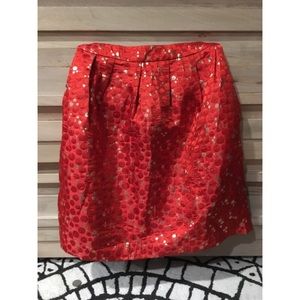 Anthropologie red & gold skirt with pockets